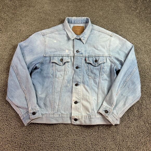 VTG Levis Denim Jacket Mens 46 Blue Light Wash Trucker Made In Canada 75505 90s